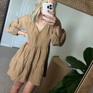 ZARA Tiered Oversized Long Sleeve Mini Dress
